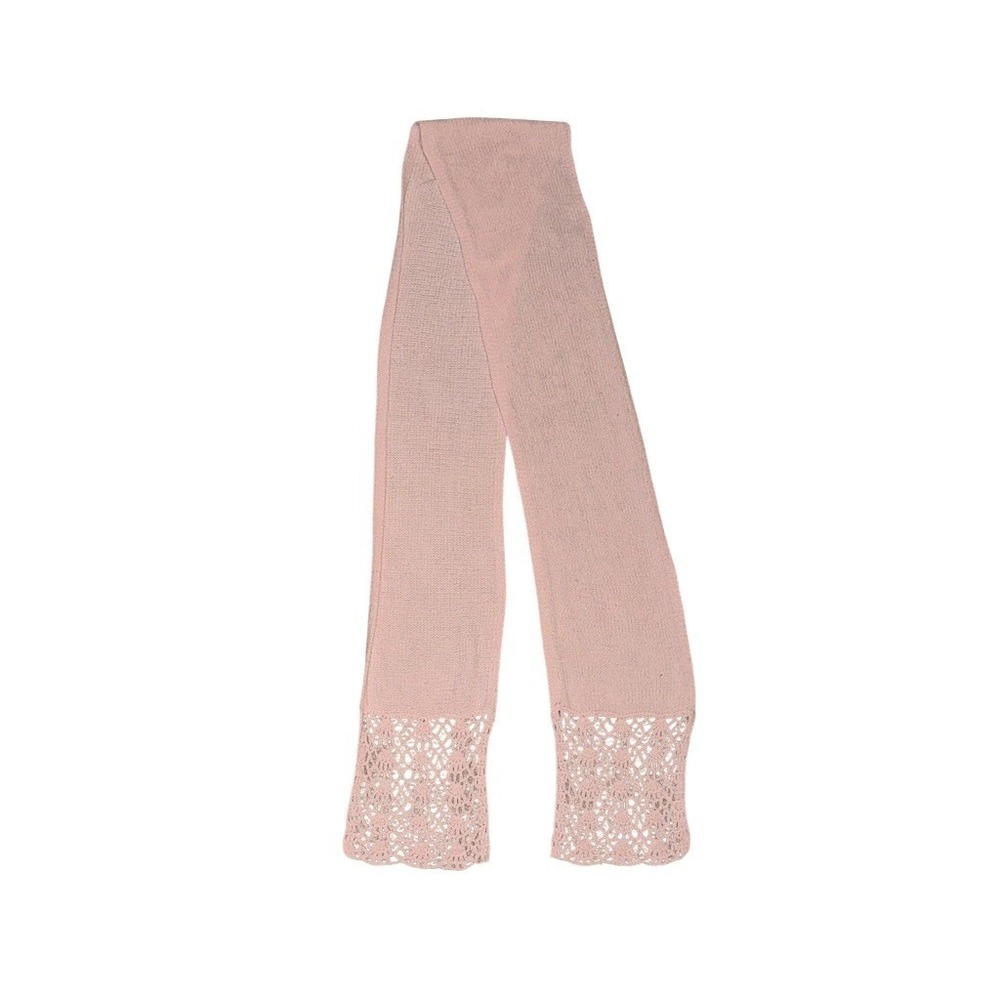 Chenille Scarf Womens Blush Pink Long Knit Wrap Crochet Lace Trim Winter pink